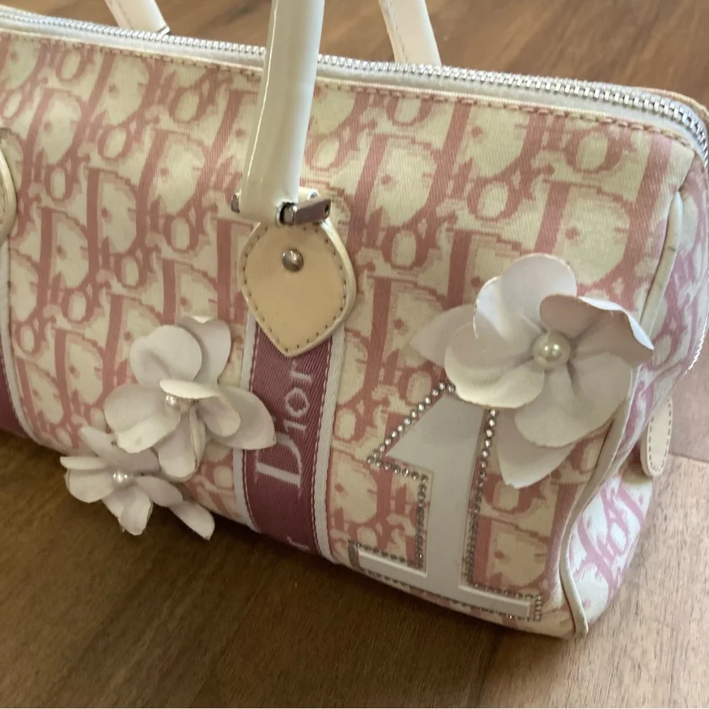 Christian Dior Pink Trotter Mini Boston Floral Embellished Galliano Era